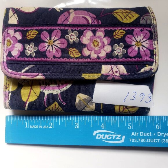 Vera Bradley Handbags - Vera Bradley Floral Wallet Navy Pink Flowers Quilted ID Card Holder Coin Purse